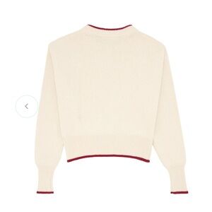 Minnow women's cream cropped knit sweater with red trim